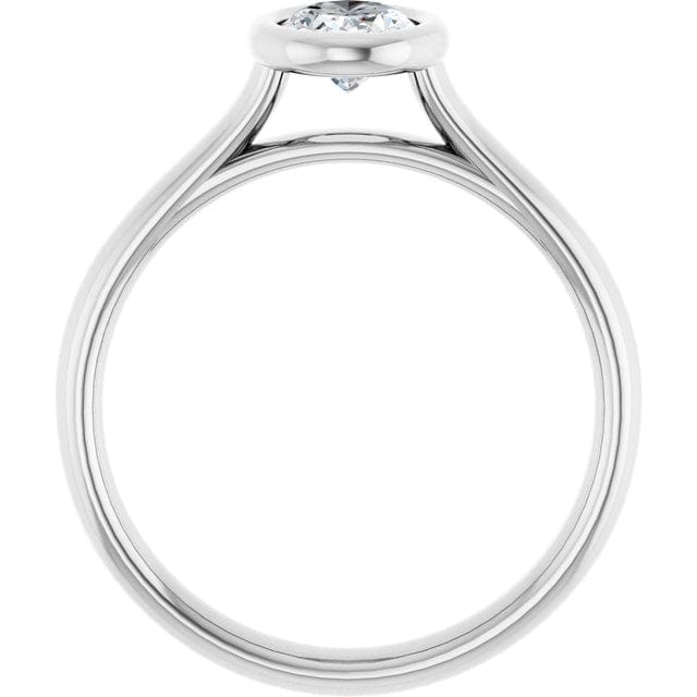 Oval Moissanite Olivia Ring Bezel Solitaire Engagement Ring