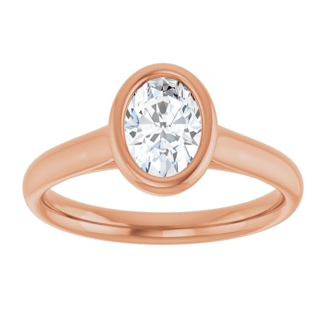 Oval Moissanite Olivia Ring Bezel Solitaire Engagement Ring