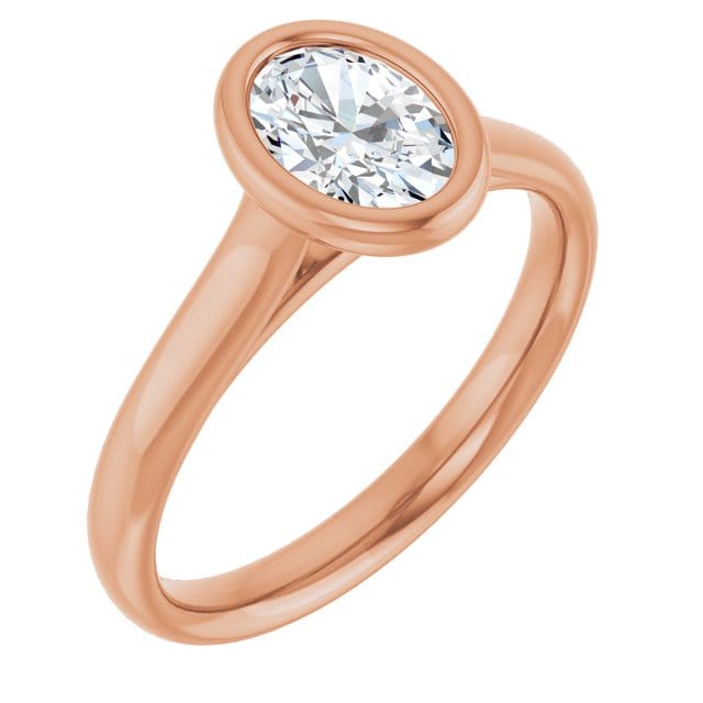 Oval Moissanite Olivia Ring Bezel Solitaire Engagement Ring