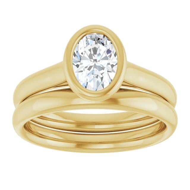 Oval Moissanite Olivia Ring Bezel Solitaire Engagement Ring