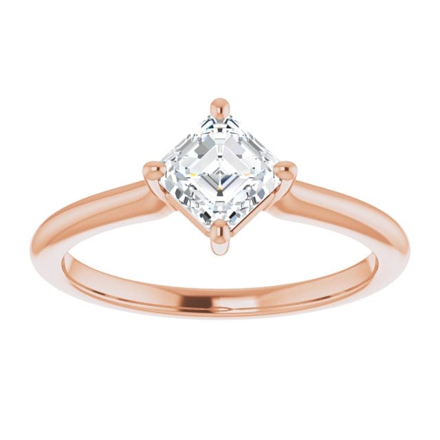 Asscher Cut Moissanite Compass Prong Set Cora Solitaire Engagement Ring