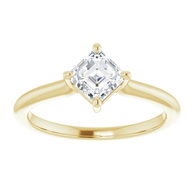 Asscher Cut Moissanite Compass Prong Set Cora Solitaire Engagement Ring