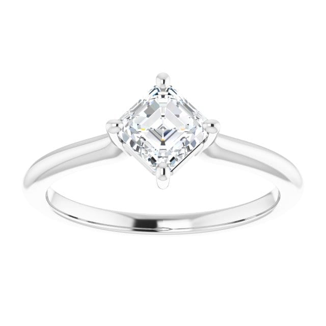 Asscher Cut Moissanite Compass Prong Set Cora Solitaire Engagement Ring