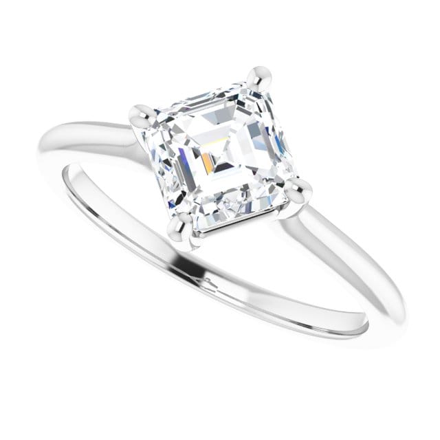 Asscher Cut Moissanite Compass Prong Set Cora Solitaire Engagement Ring