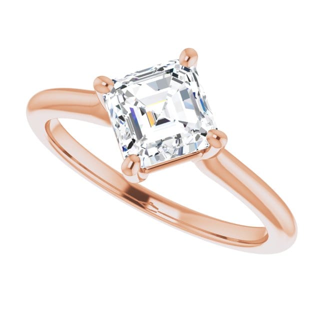 Asscher Cut Moissanite Compass Prong Set Cora Solitaire Engagement Ring