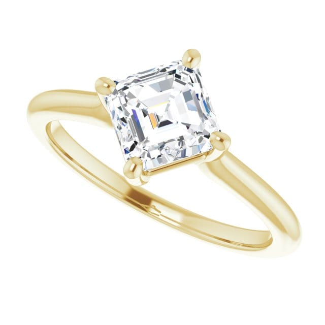 Asscher Cut Moissanite Compass Prong Set Cora Solitaire Engagement Ring