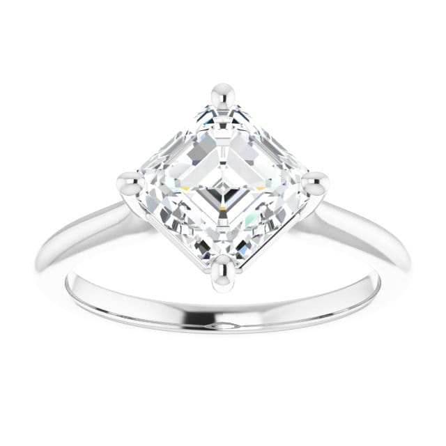 Asscher Cut Moissanite Compass Prong Set Cora Solitaire Engagement Ring