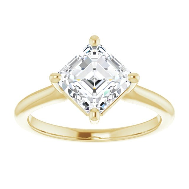 Asscher Cut Moissanite Compass Prong Set Cora Solitaire Engagement Ring
