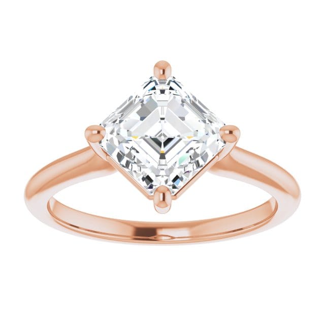 Asscher Cut Moissanite Compass Prong Set Cora Solitaire Engagement Ring