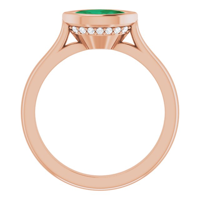 Sideways Bezel Set Marquise Emerald Accented Engagement Ring
