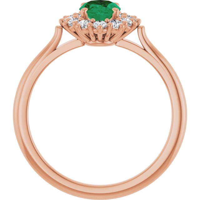 Ophelia - Oval Lab-Grown Emerald Prong Set Halo Engagement Ring
