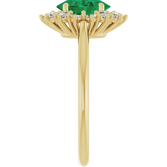 Ophelia - Oval Lab-Grown Emerald Prong Set Halo Engagement Ring