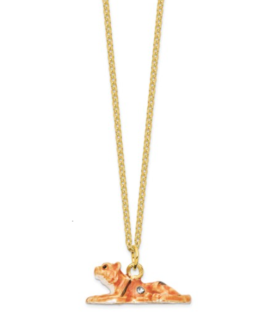 Bejeweled "Tonda" Young Tiger Trinket Box with Matching Necklace