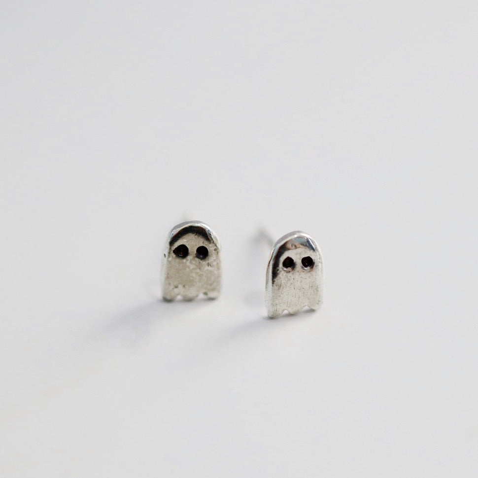 Sterling Silver Ghost Stud Earrings / ready to ship