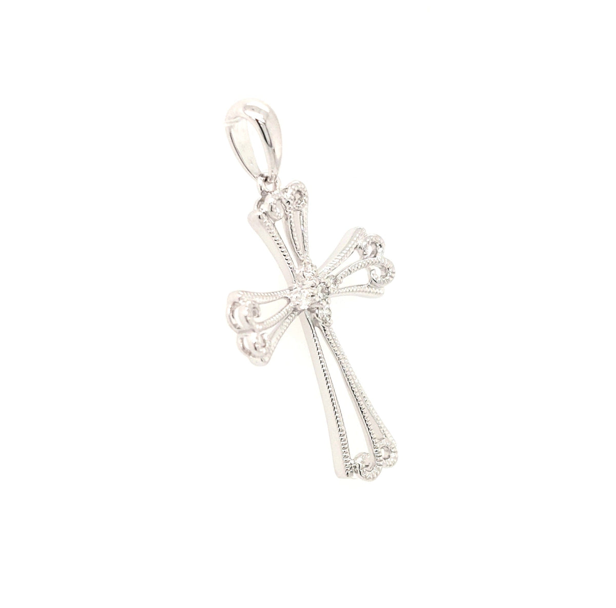 14KW Diamond Filigree Cross Pendant
