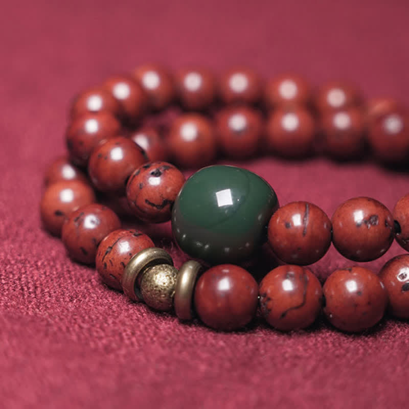 Fortune Jewel Bodhi Seed Cyan Jade Copper Peace Luck Bracelet
