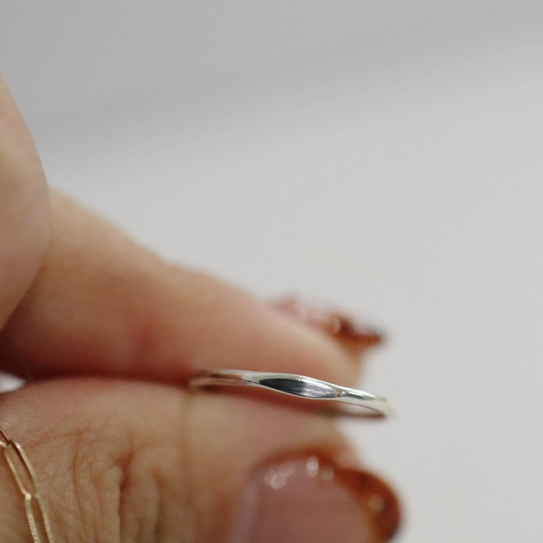 Dainty Signet Stacking Ring - Choose Your Metal - Sterling Silver or 14 Karat Gold Fill