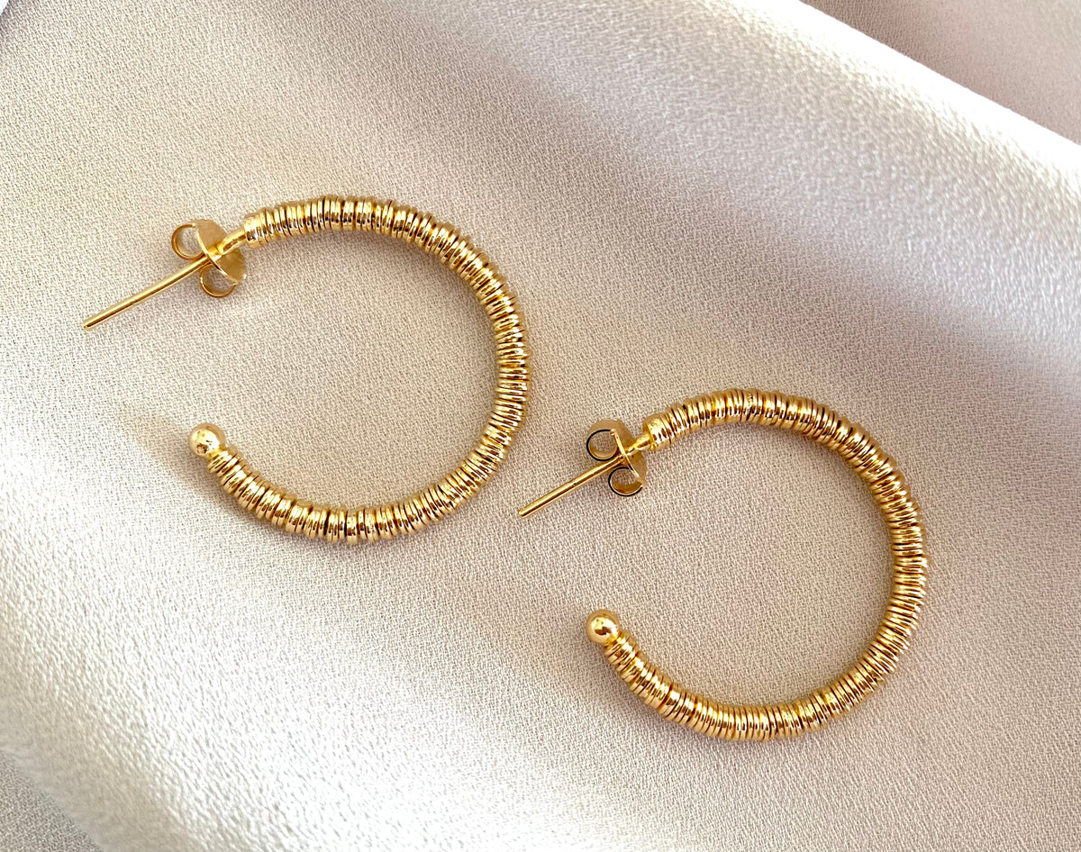 Gold Hoop Earrings Gold Filled Hoops Wire Wrapped Earrings Textured Gold Hoops Minimalist Jewelry Christmas Gifts Medium Sized Hoop Earrings