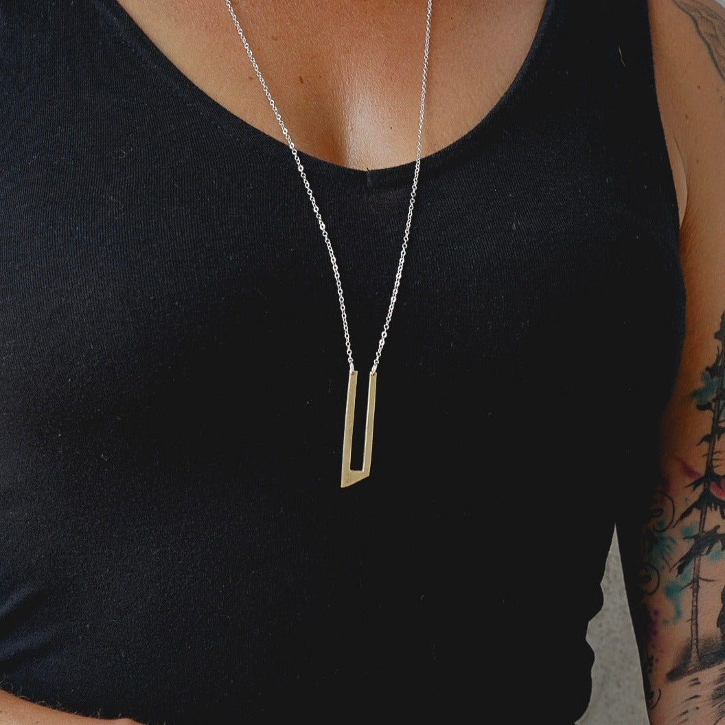 Triangle Parallel Necklace / READY to SHIP in BRASS
