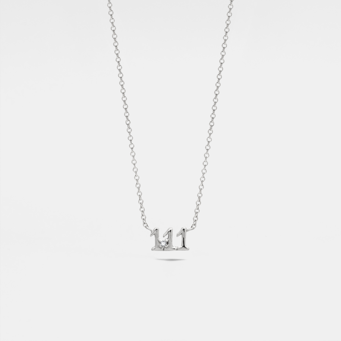 Dainty Angel Number Charm Necklace in 925 Sterling Silver: Yellow Gold / 111