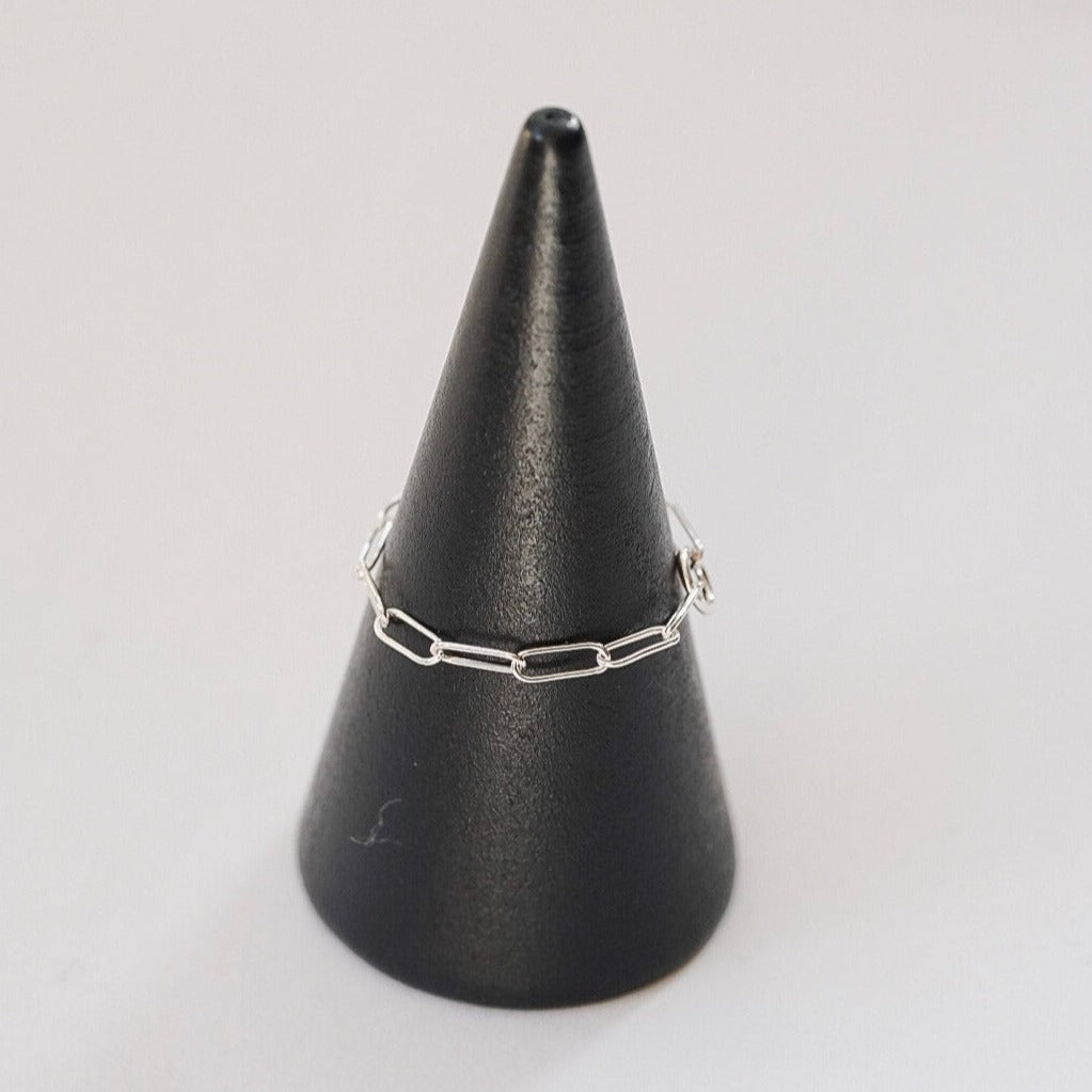 Dainty Paperclip Chain Ring - Choose Your Metal