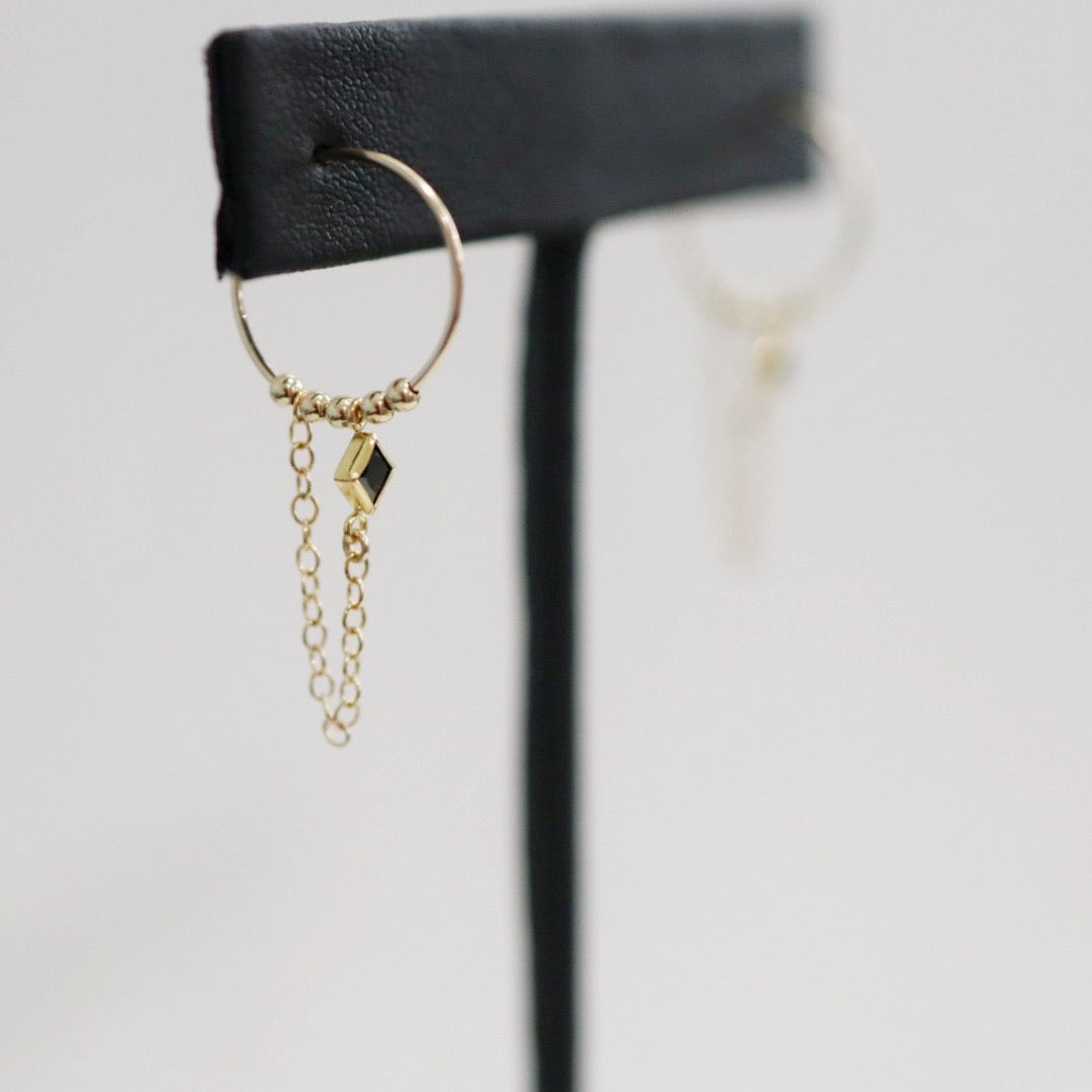 Gemstone and Chain Drop Earrings in 14 Karat Gold Fill / READY TO SHIP