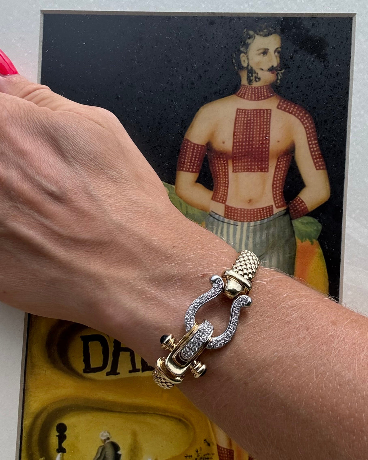Vintage 14k Yellow Gold & Diamond Fancy Clasp Bracelet