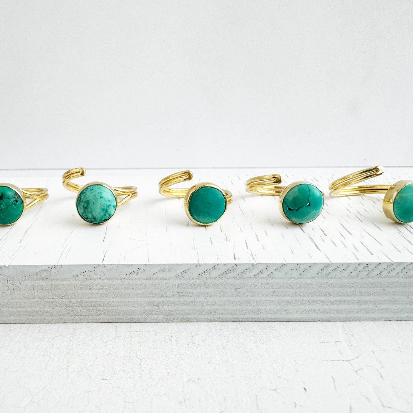 Natural Turquoise Wrap Ring in Gold and Silver