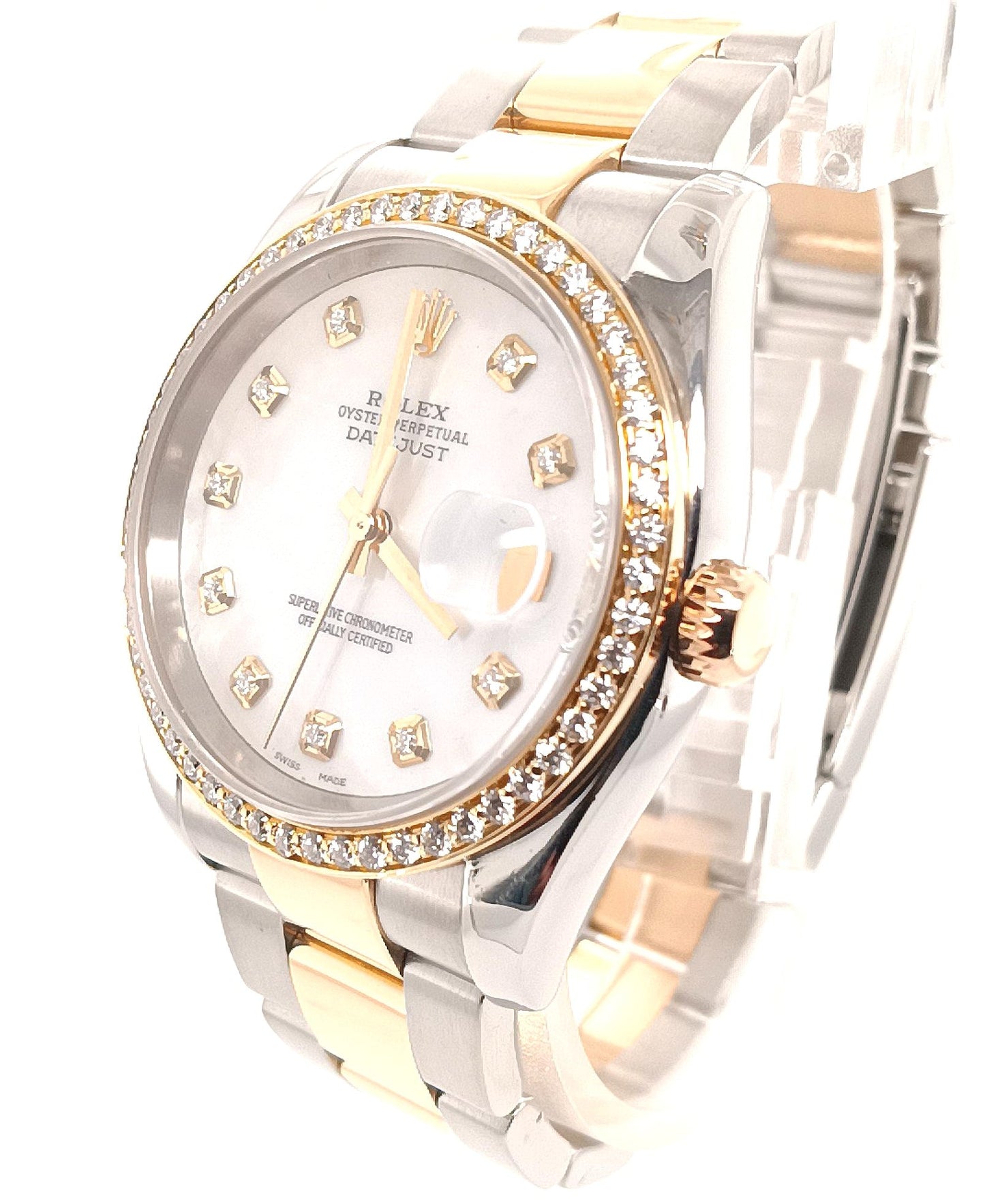 Gent's 18K & Stainless Pre-Owned Rolex with Mother of Pearl Diamond Dial