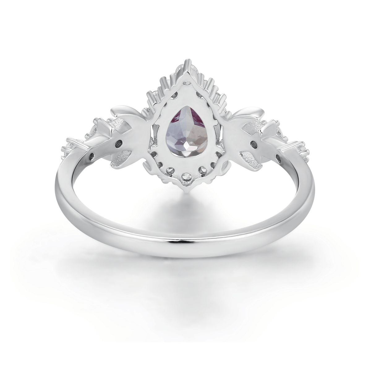 Galactic Pear Cut Alexandrite Ring: White Gold Vermeil / size P