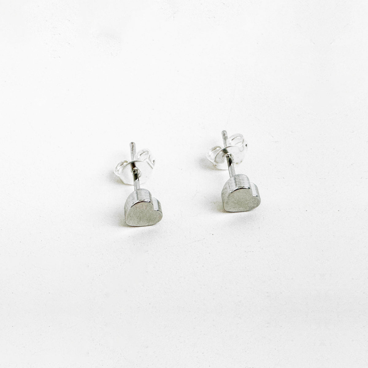 Heart Stud Earrings in Silver