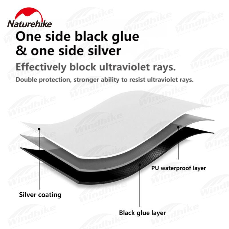 Naturehike GIRDER Series Sun Shelter Awning Canopy Tarp Tent in Classic Silver Coated & Double Sided Black Vinyl Glue + Silver Coating UV Sun Shade Tarp