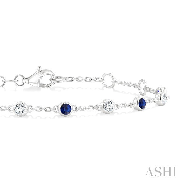 Bezel Gemstone & Diamond Station Chain Bracelet