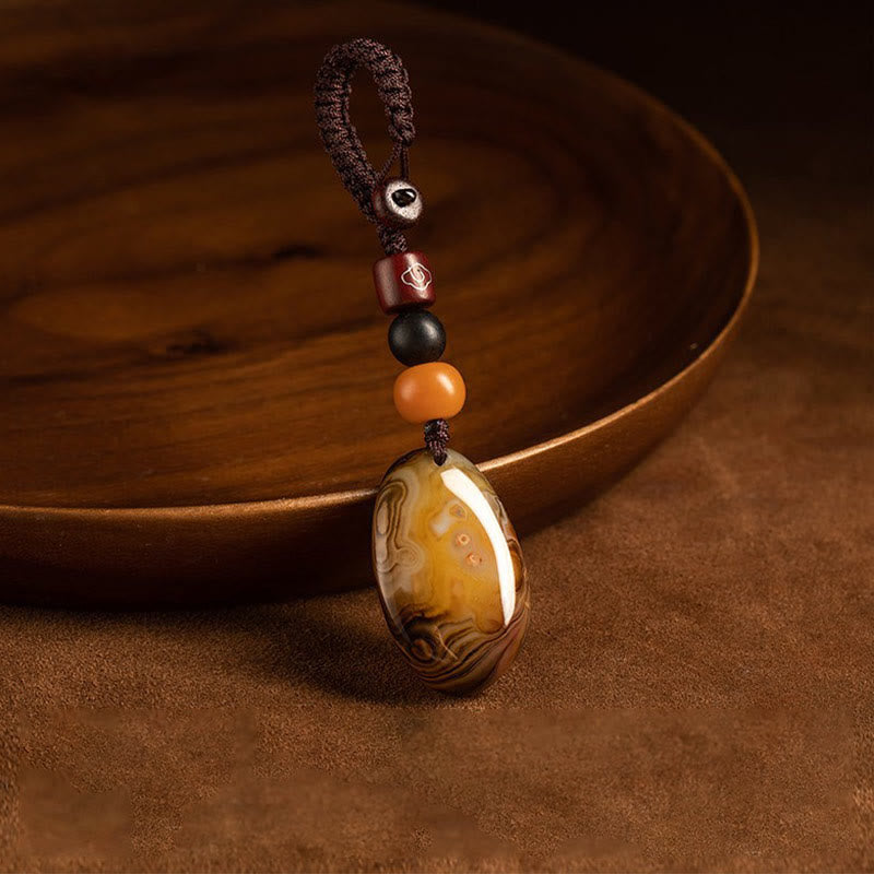 Fortune Jewel Random Sardonyx Stone Positive Key Chain