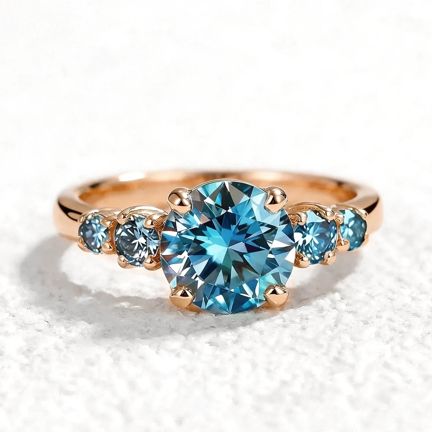 Althea  Classic 1CT Round-Cut Blue Sapphire Gold Ring