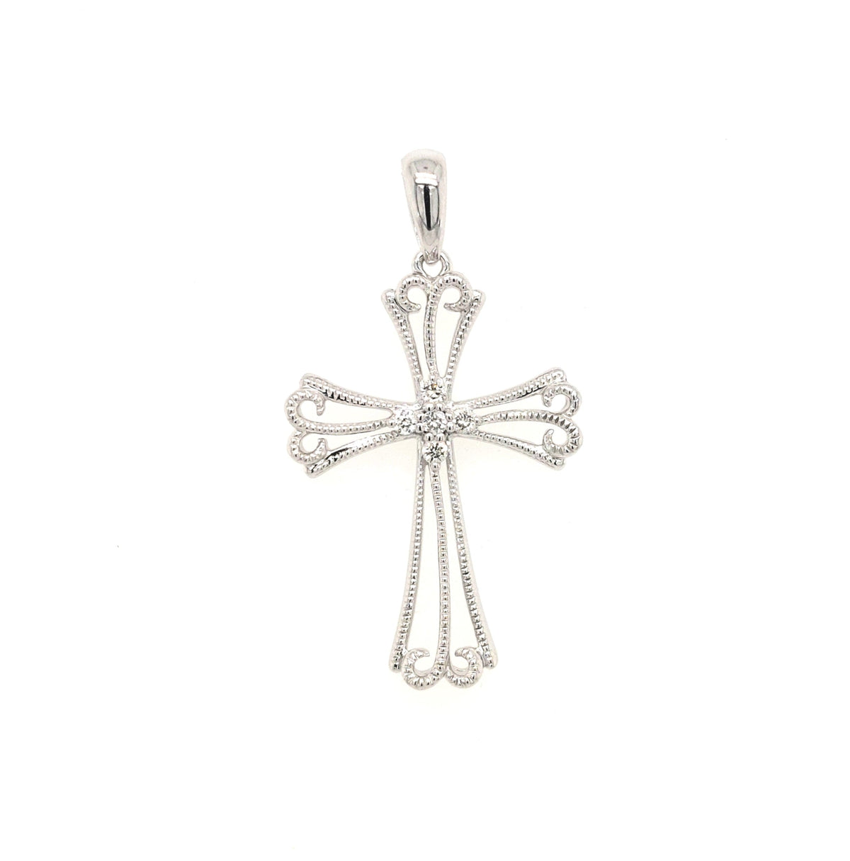 14KW Diamond Filigree Cross Pendant