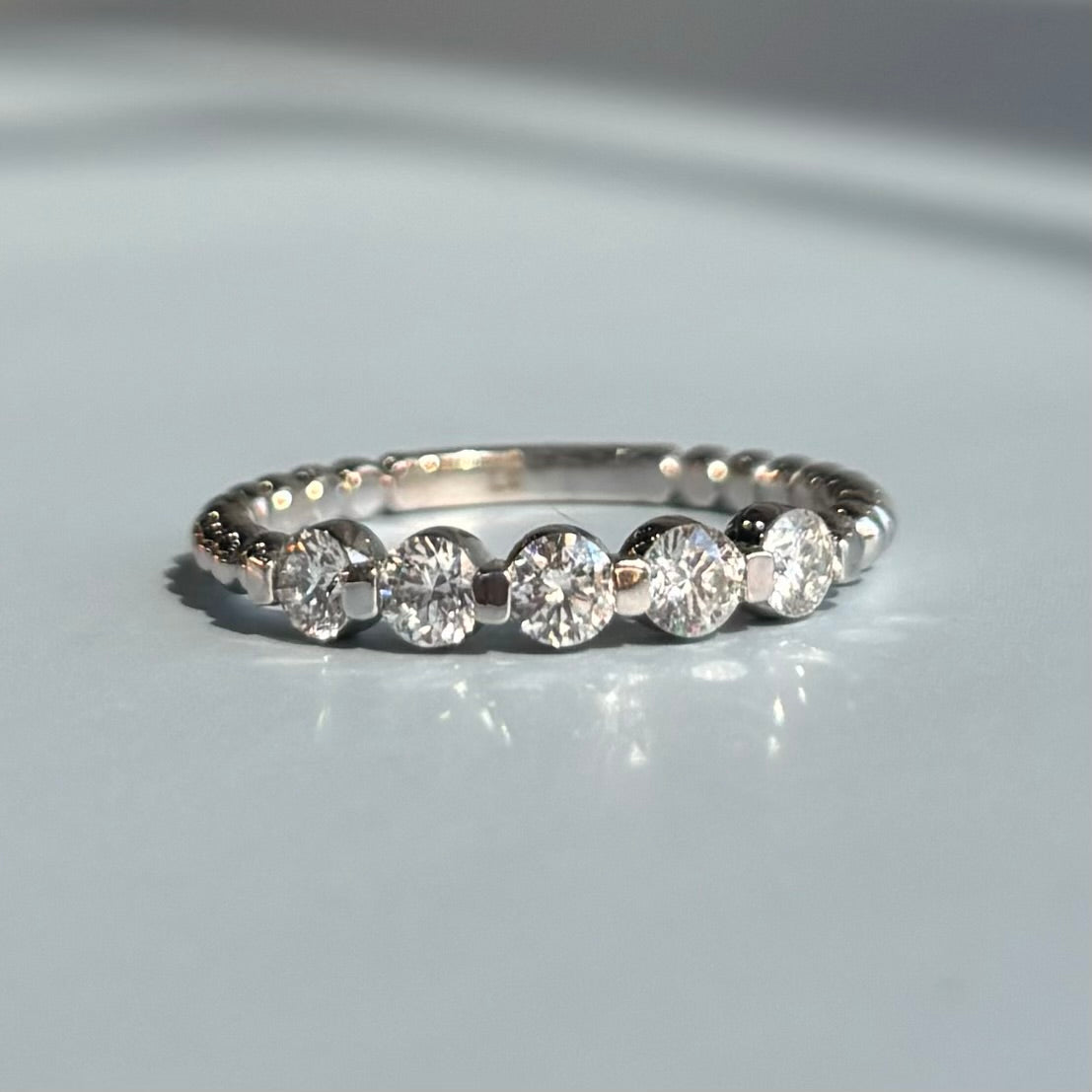0.50 CTW Natural Diamond Beaded Band | 14K White Gold