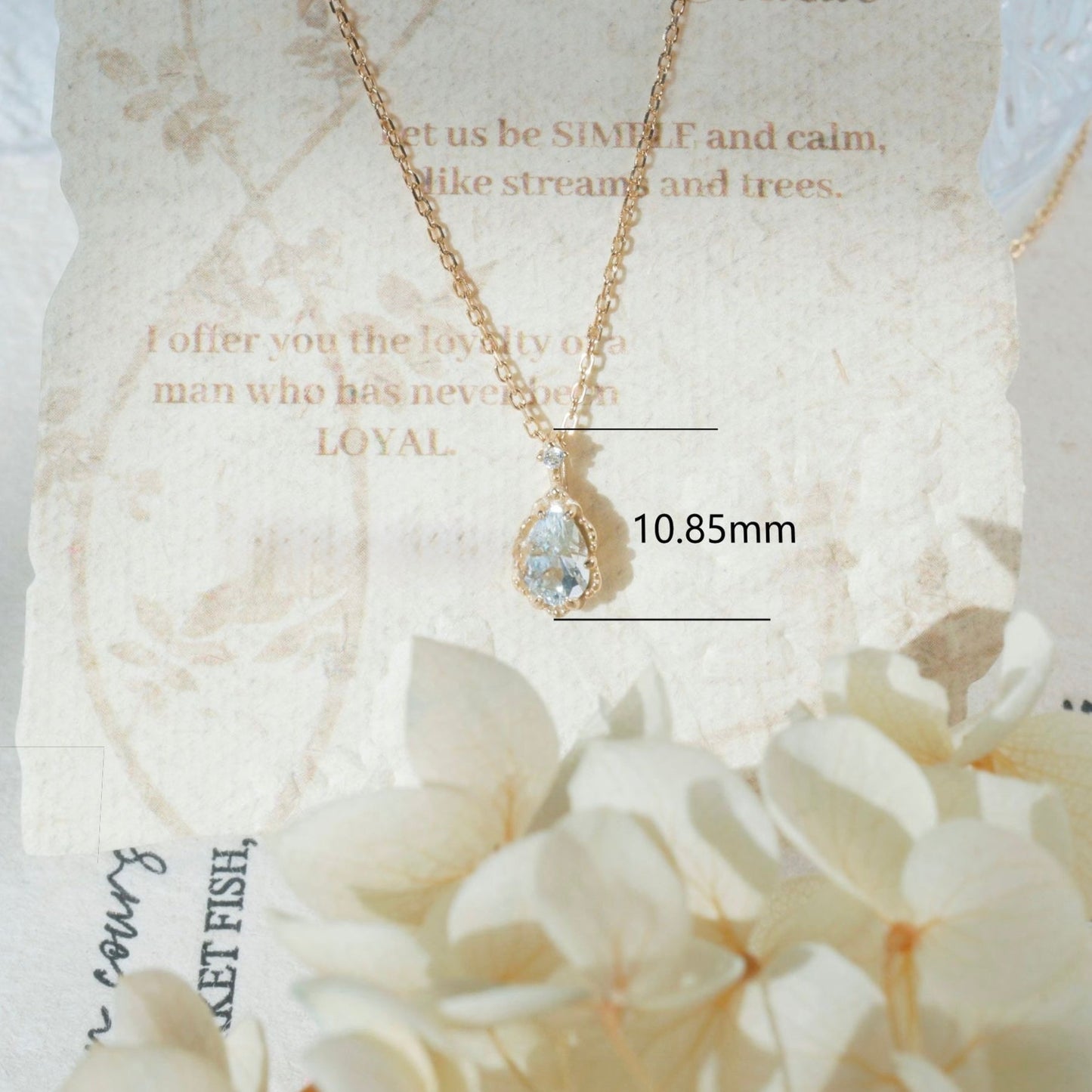 Pear Cut Aquamarine Elegant Vintage Necklace - ‘Antoinette’