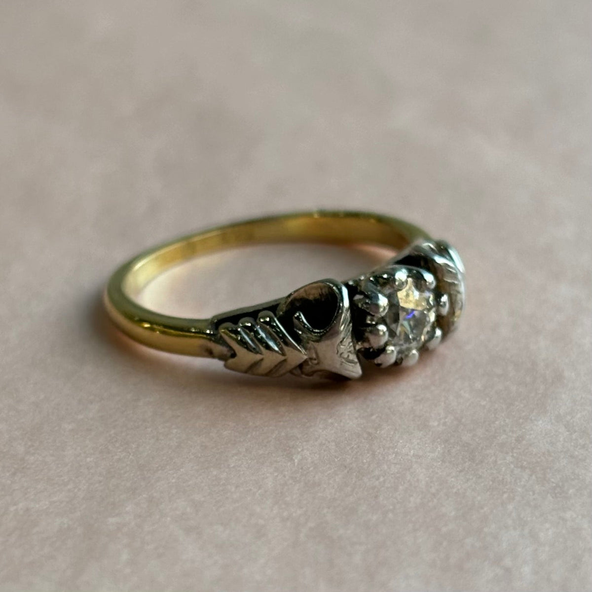 0.35CT Old European Cut Diamond Arrow Tree Ring | Vintage