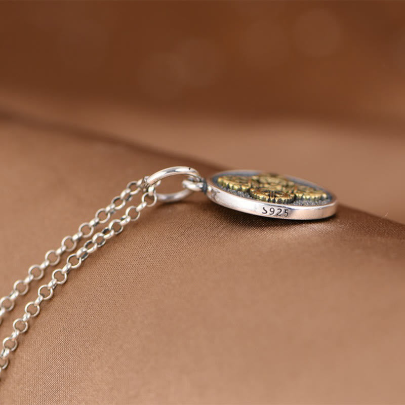 Fortune Jewel 925 Sterling Silver Double Dorje Vajra Blessing Necklace Pendant