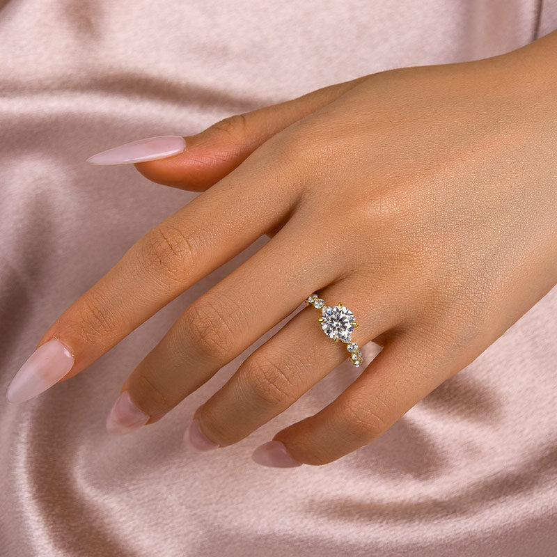 Intriguing Solarii Moissanite 2.0ct Round Cut 925 Sterling Silver Pave Engagement Ring