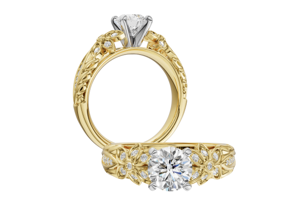 14KY Vintage Inspired Diamond Semi-Mount Engagement Ring
