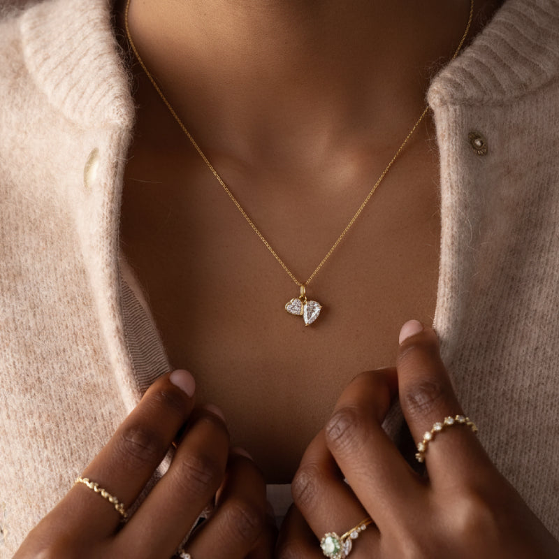"Theodore" Toi Et Moi Heart Cut Classic Necklace