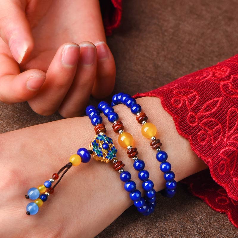 Fortune Jewel Lazurite Yellow Agate Positive Bracelet