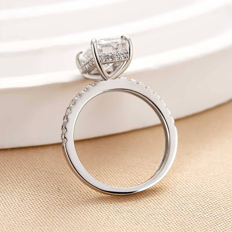 Emerald Cut Engagement Ring In 925 Sterling Silver