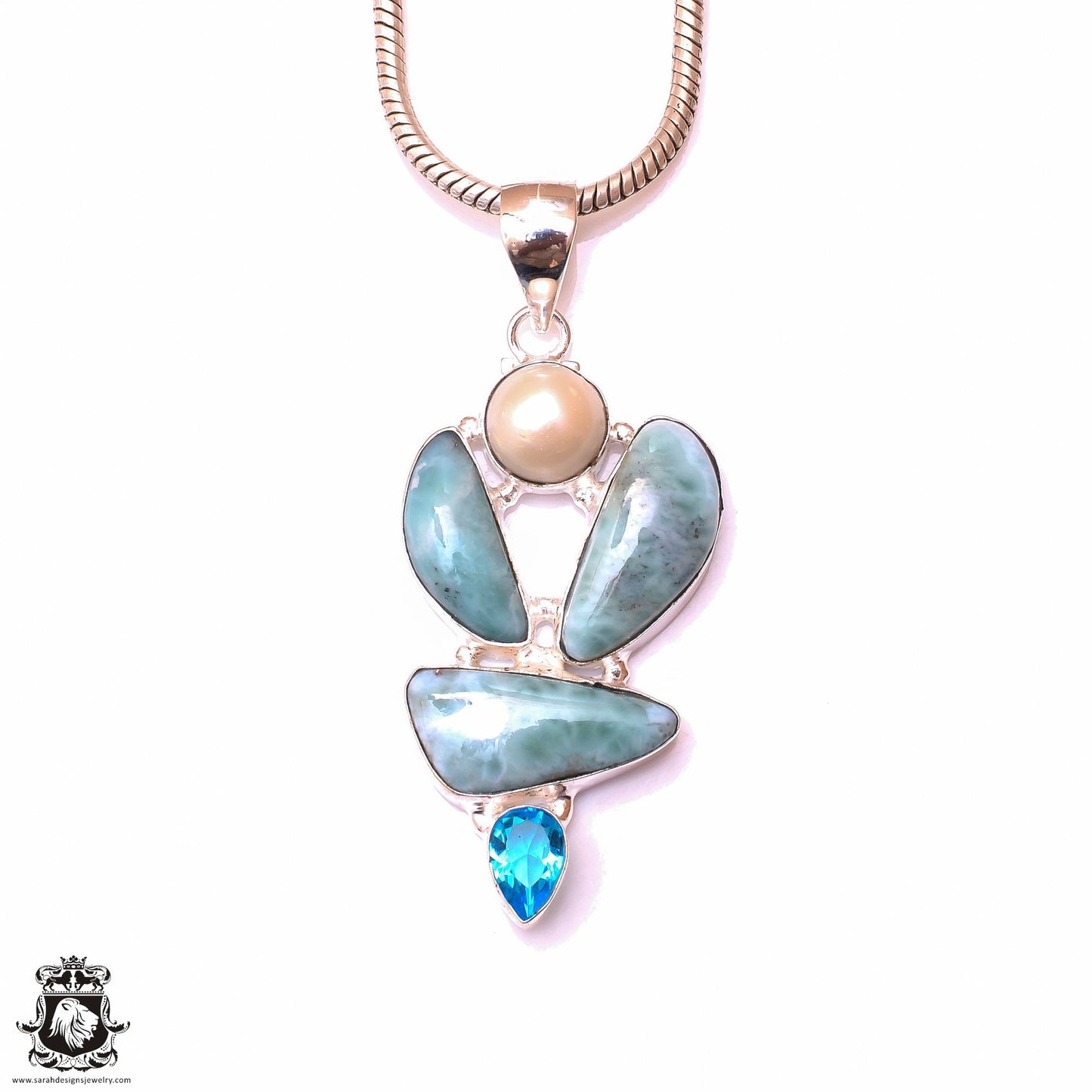 Caribbean Larimar Pendant & 3MM Italian Chain P9892