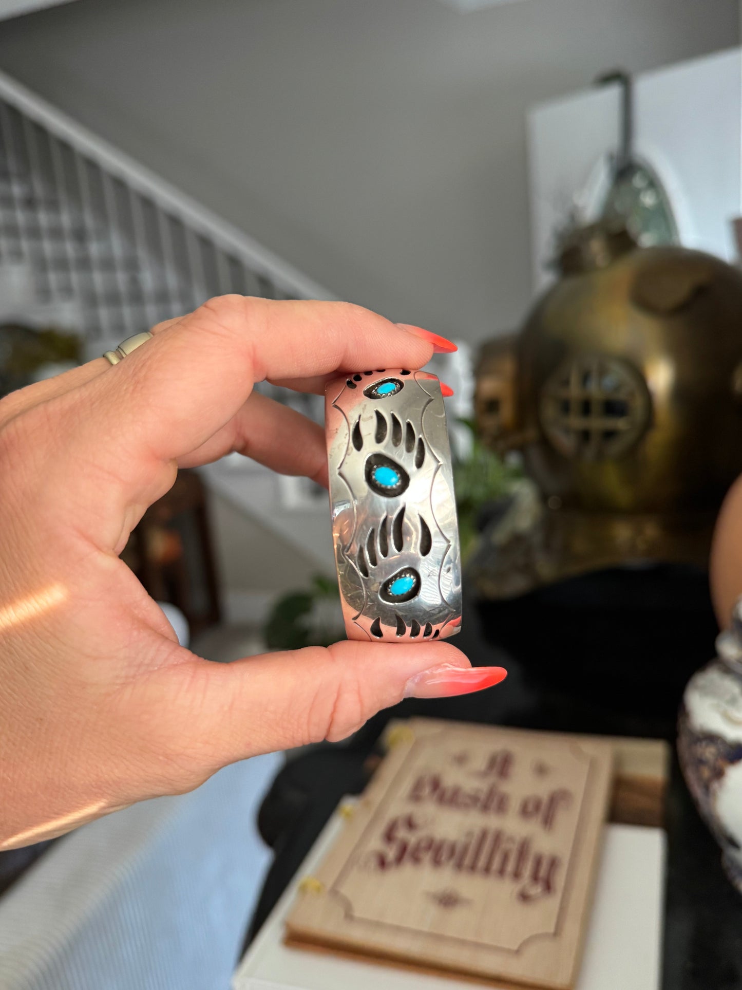 Vintage Sterling Silver Bear Claw Cuff