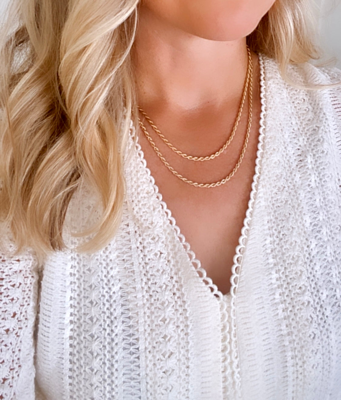 Gold Filled Dot Bead Chain Necklace Minimalist Layering Necklaces for Women - Rope Twist Paperclip