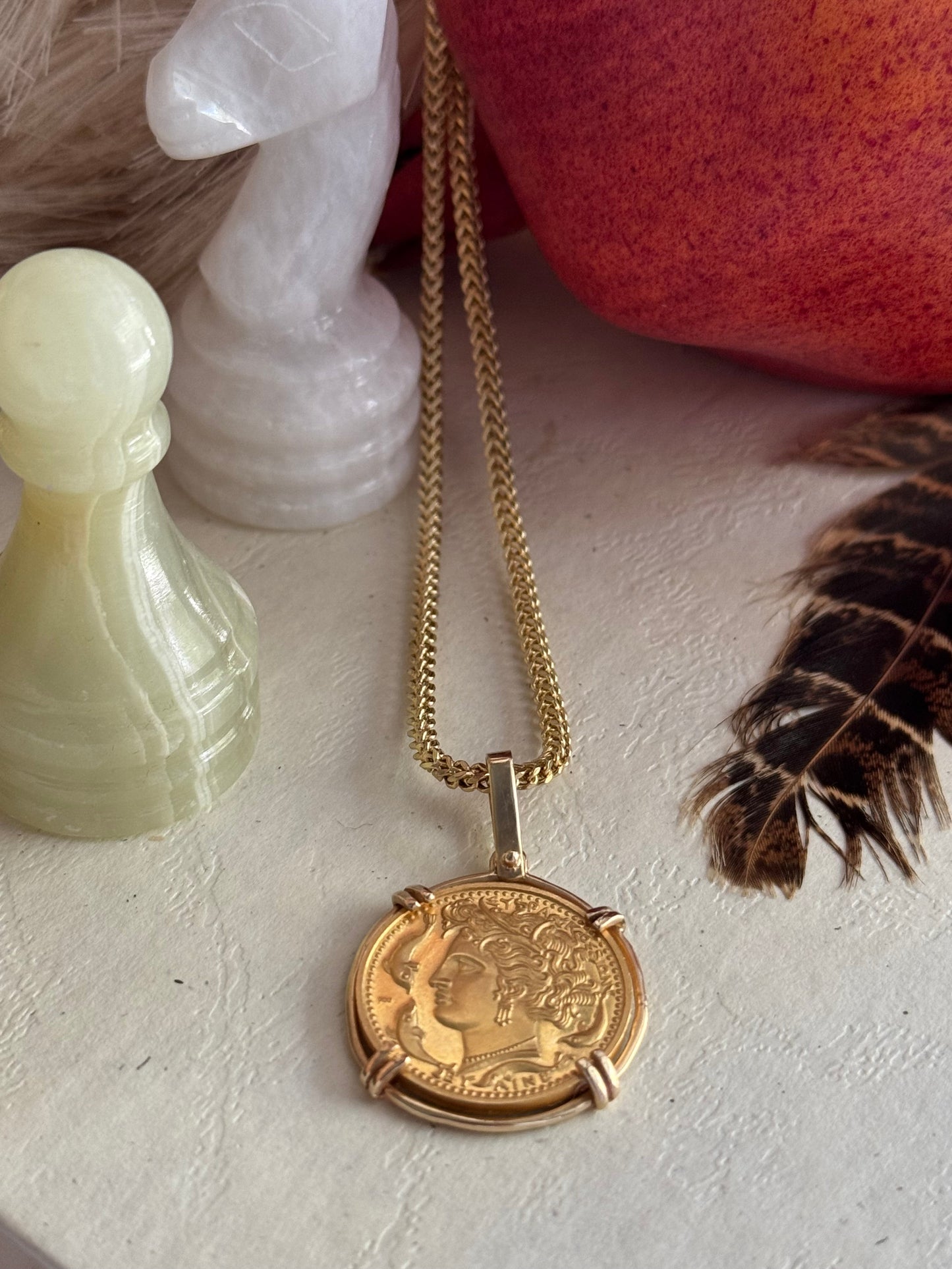 Estate 14k Yellow Coin Pendant w/ 14k Bezel