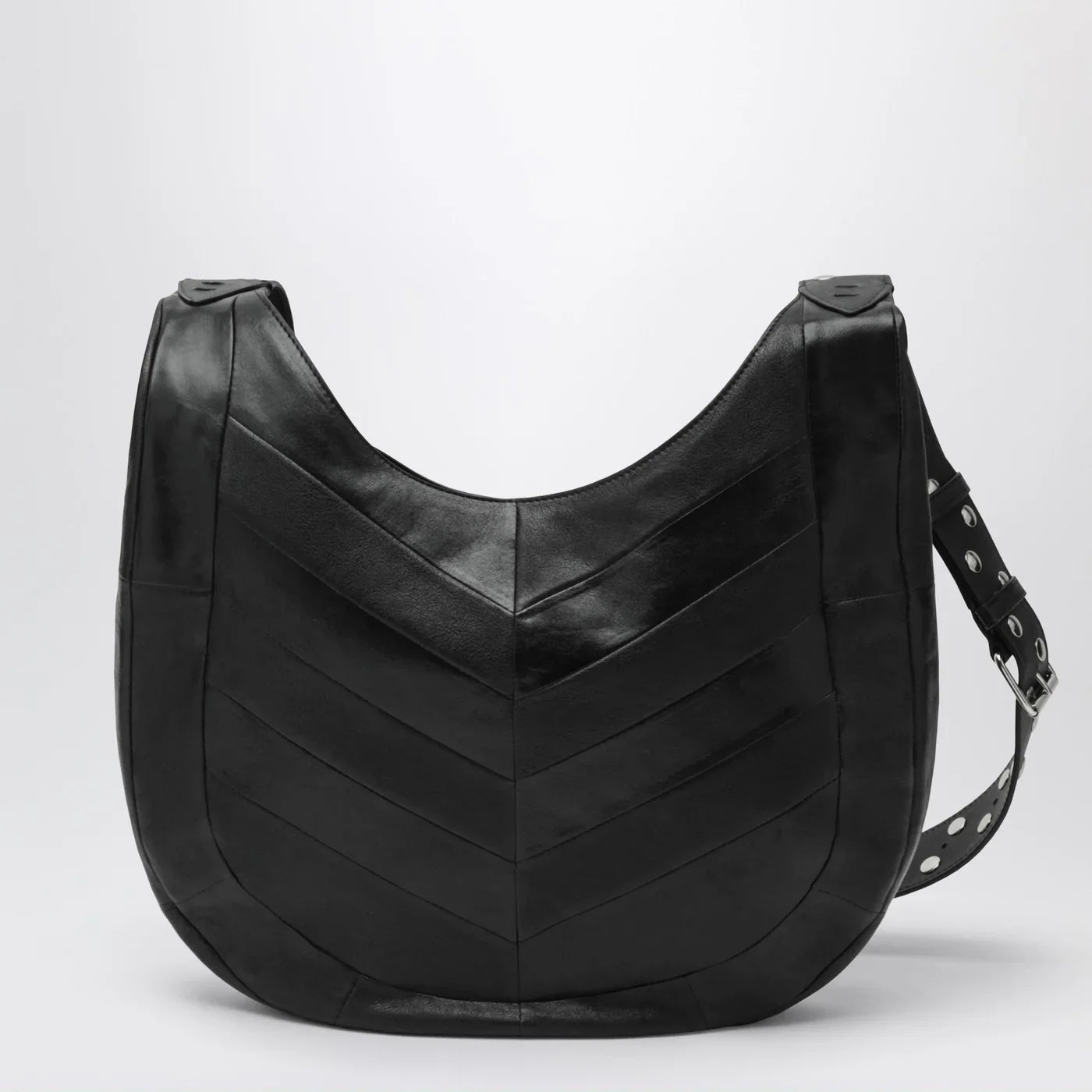 Valentino Garavani - Medium Hoboho bag in black chevron-pattern nappa